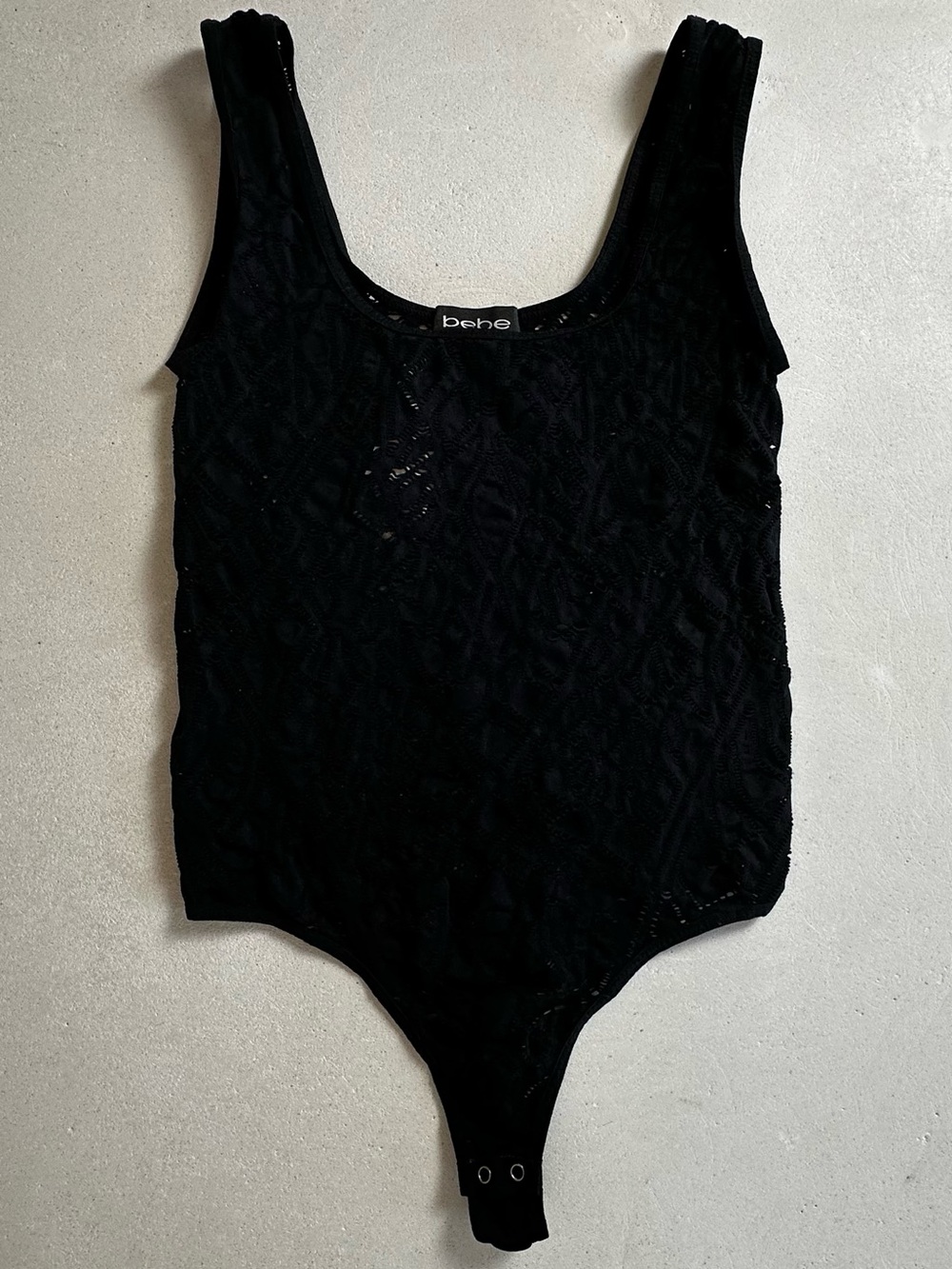 Authentic bebe Black Lace Scoop Neck Bodysuit